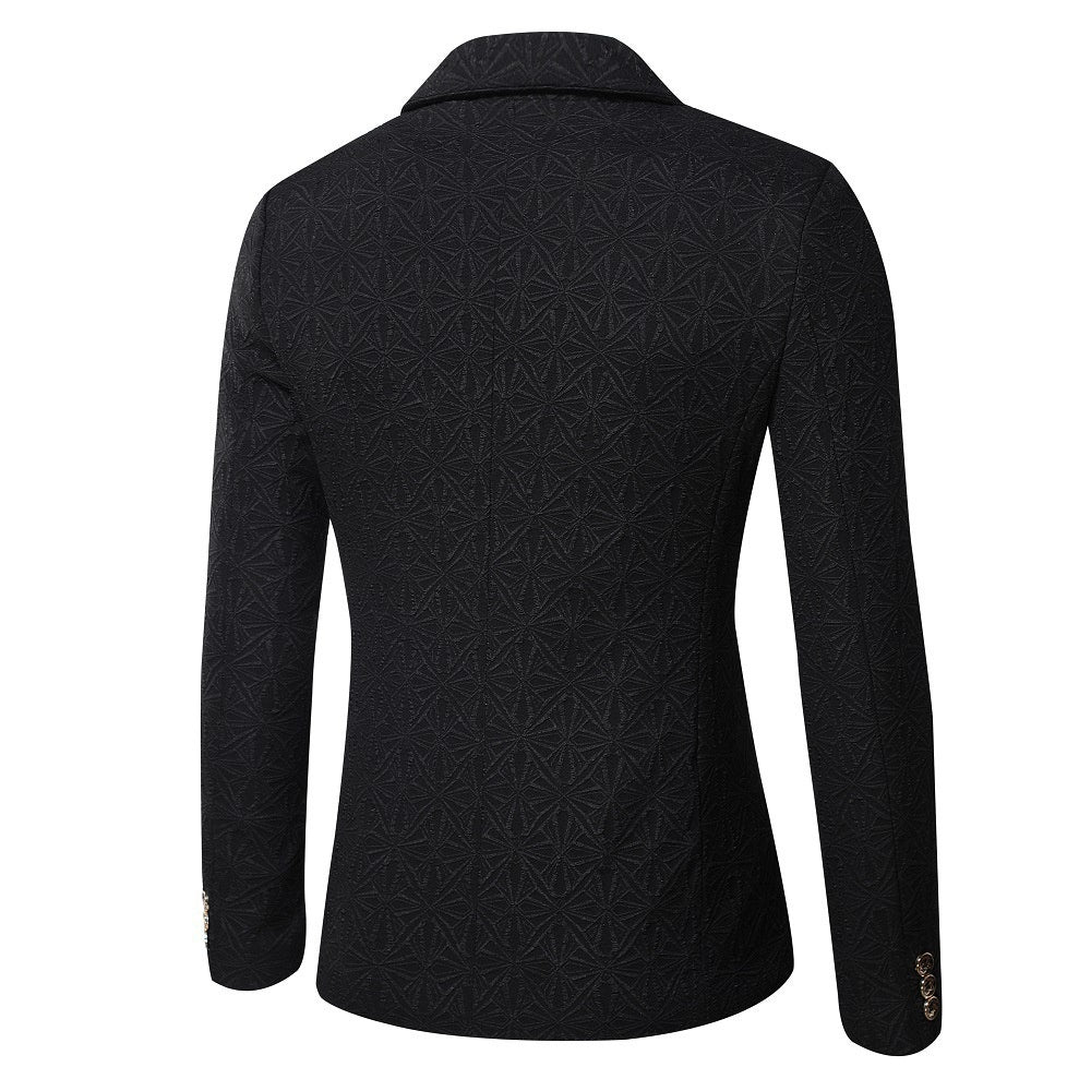Mens Korean-style Slim-fit Single Jacquard Jacket For Young