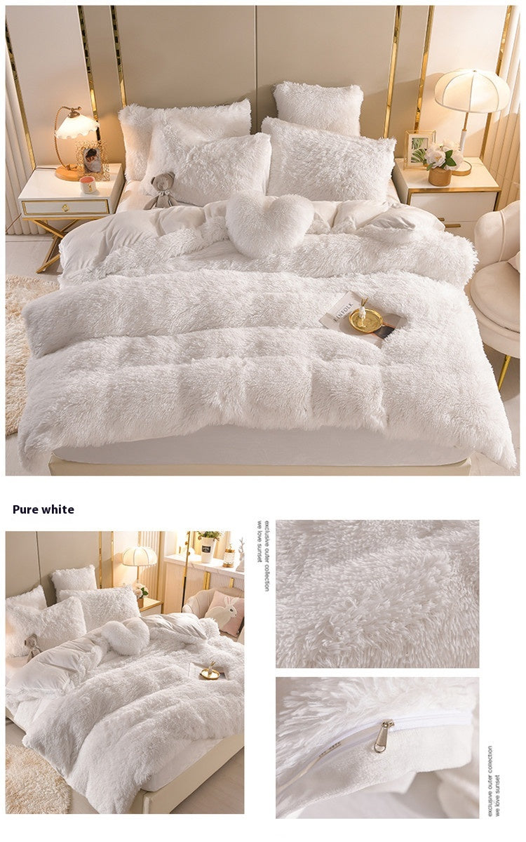 Plush Thickened Warm Mink Fur Four-piece Set