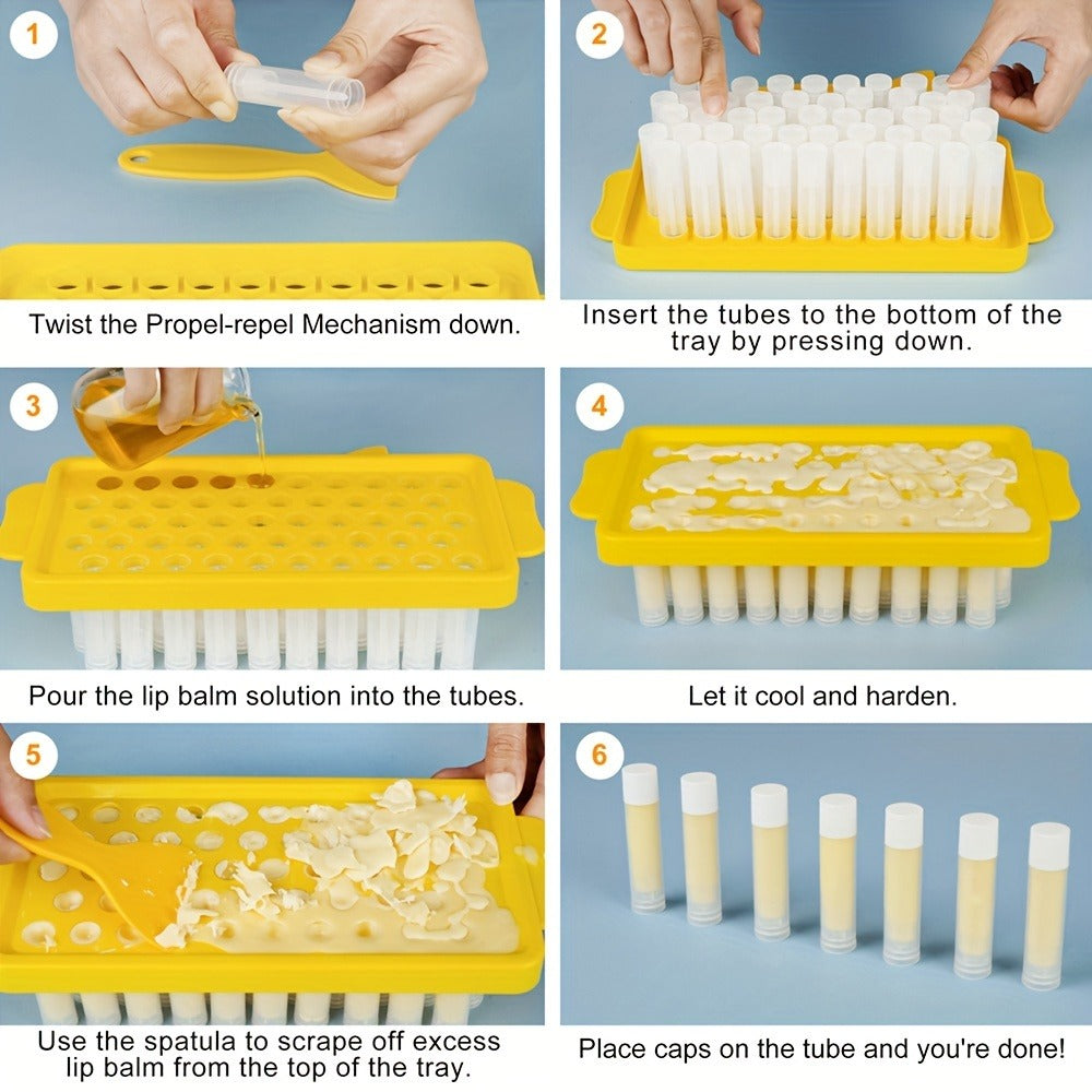Empty Lip Balm Tubes 50 Pack with Filling Tray & Spatula, 5.5ml Clear BPA Free DIY Lip Balm Making Kit, Food — image 18