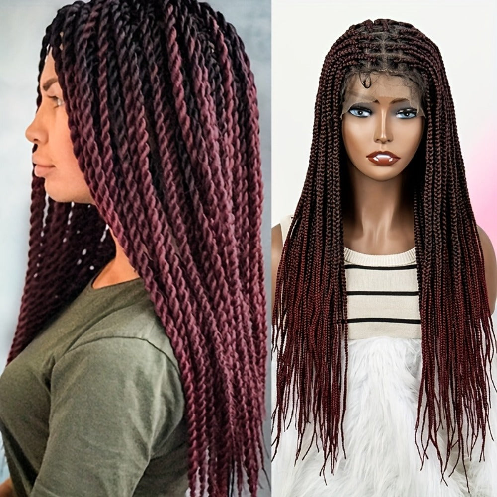 Long Box-Braid Wig with Full Lace Cap in 26- or 38-Inch Lengths and Four Lettered Color Options — image 16