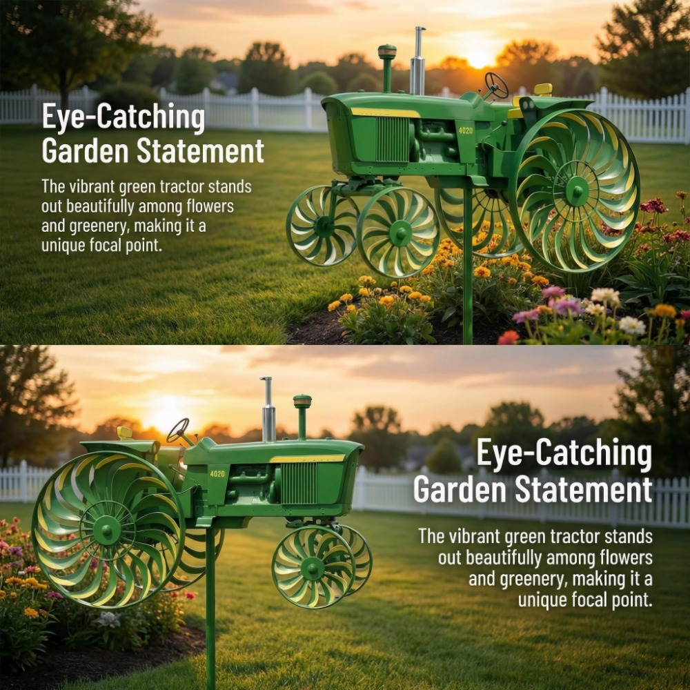 Garden Windmill Stake Tractor-Shaped | Rotating Wheels Pinwheel for Patio Yard Lawn Outdoor Sculpture Decor Gift — image 7