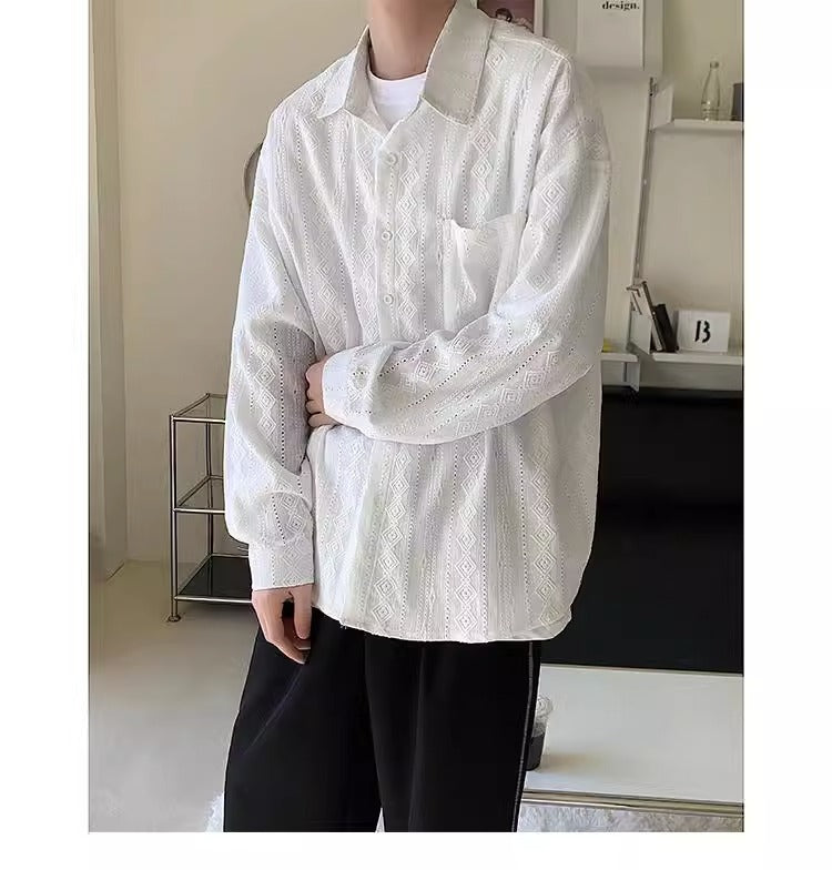 Mens HollowedOut Jacquard Shirt