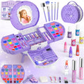 Kids Makeup Kit for Girls, Safe Princess Dress Up Play Set with Real Cosmetics, Purple, Birthday Christmas Gift for Girls Age
