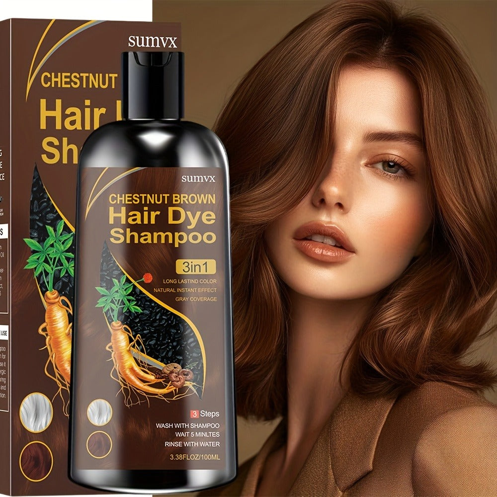 Hair Dye Shampoo, SUMVX 100ml 3-in-1 Bottle with Brown, Chestnut Brown and Black Shade Options — image 4