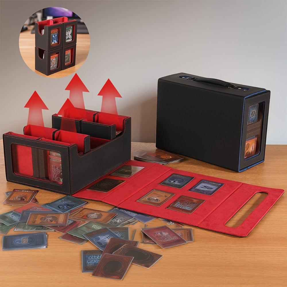 5-in-1 Card Storage Box 400+ Cards – Detachable Sports Card Organizer Display Case for Pokemon MTG Baseball Football TCG Trad
