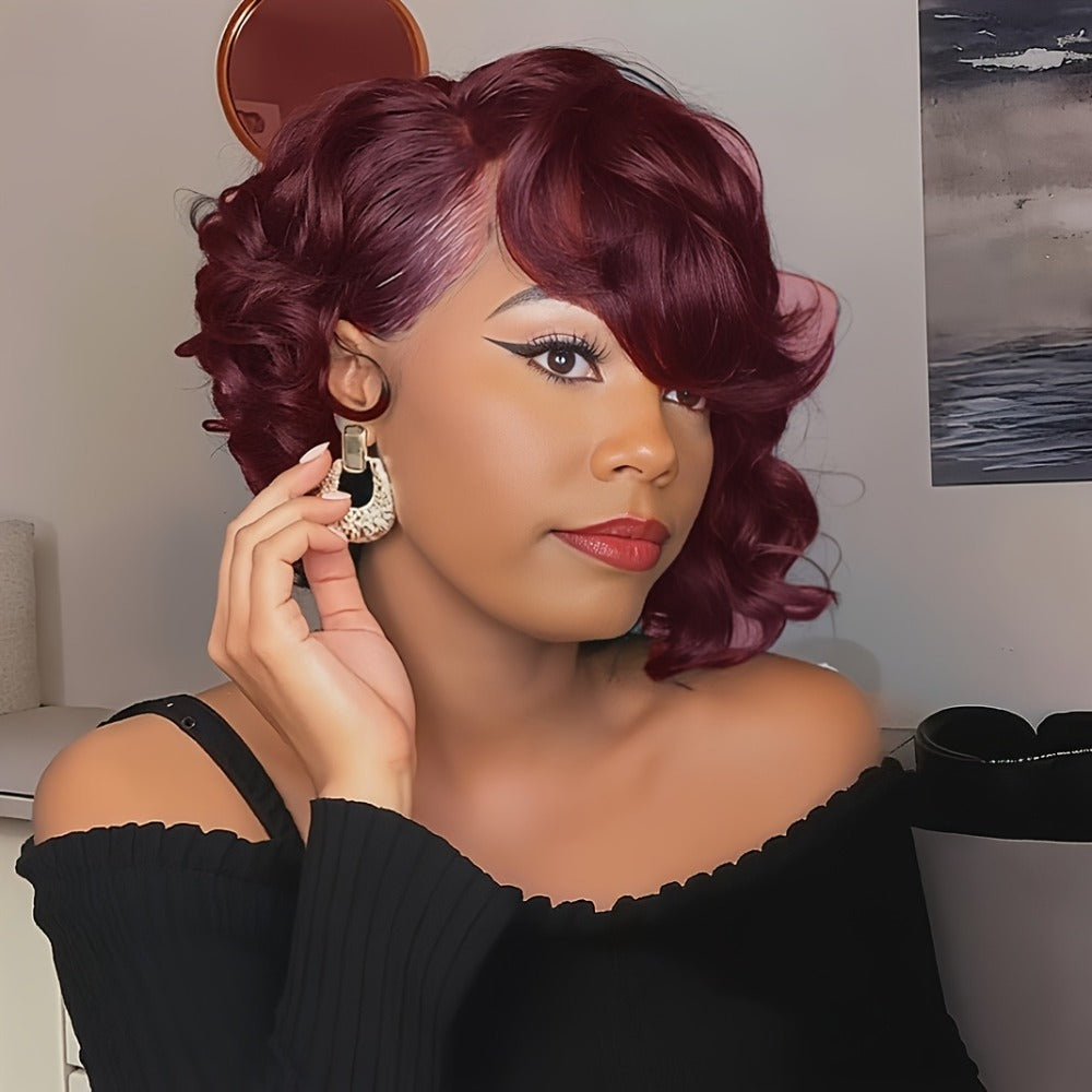 Synthetic Wig 12-Inch Short Wavy Style in Black, Dark Brown, Reddish Brown or Deep Red for Parties — image 4