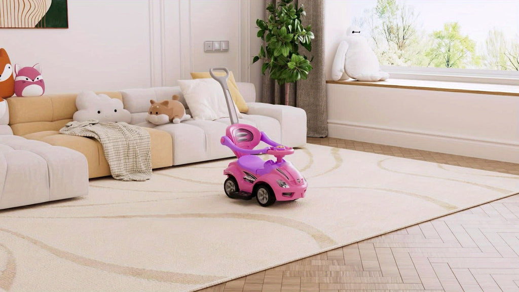 3-in-1 Toddler Push Ride & Walker Car, Baby Ride-On Toy with Guardrail, Music & Under-Seat Storage for Ages 18-36 Months — im