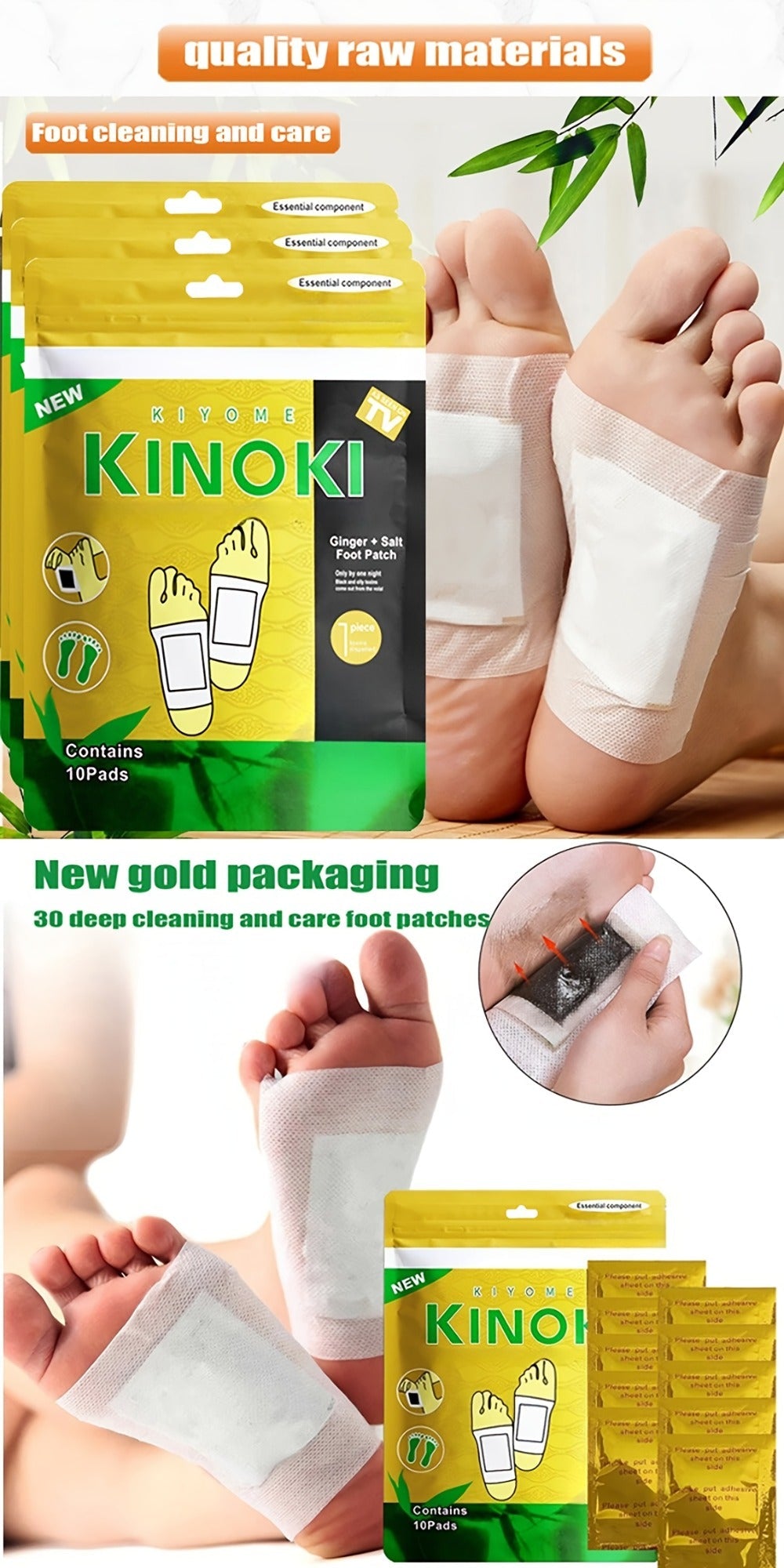 Foot Detox Pads 30 Pack Bamboo Vinegar Ginger Powder Natural Plant Ingredient Deep Cleansing Moisturizing Patches — image 15