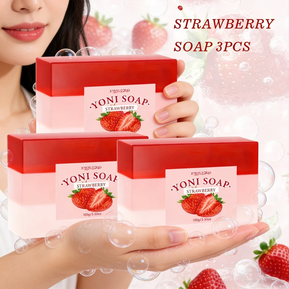 Strawberry Yoni Bath Set 4pcs for Women – Scented Yoni Oil & Soap Feminine Hygiene Kit pH Balance Odor Control Moisturizing I