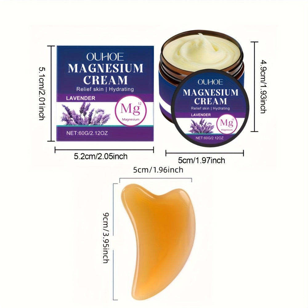 Body Cream OUHOE Magnesium Lavender 60g Jars in a Two-Piece Boxed Set for External Massage Use — image 5