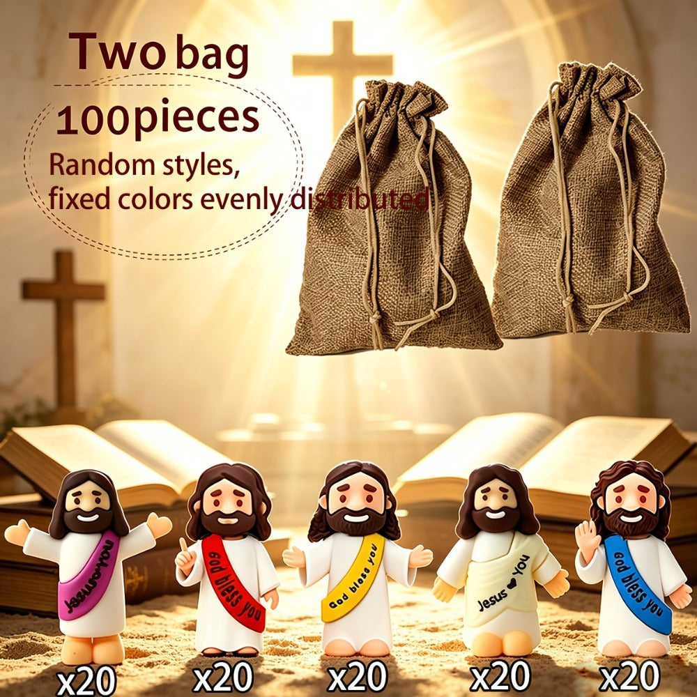 Mini Jesus Figurines for Halloween Trunk-or-Treat 50/100/150pcs – Colorful Bulk Religious Statues 5 Colors — image 5