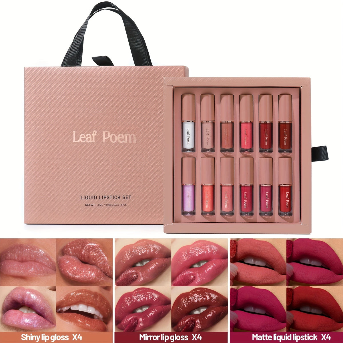 12-Piece Velvet Matte Lipstick Set Mirror Finish Waterproof High Pigment, for Makeup, Travel and Everyday Vanity Use — image 