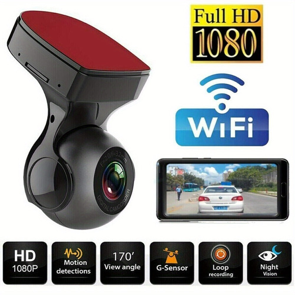 1080P WiFi Dash Cam 170° Wide Angle – HD Car DVR with G-Sensor, Loop Recording, Night Vision, Smartphone App View — image 1