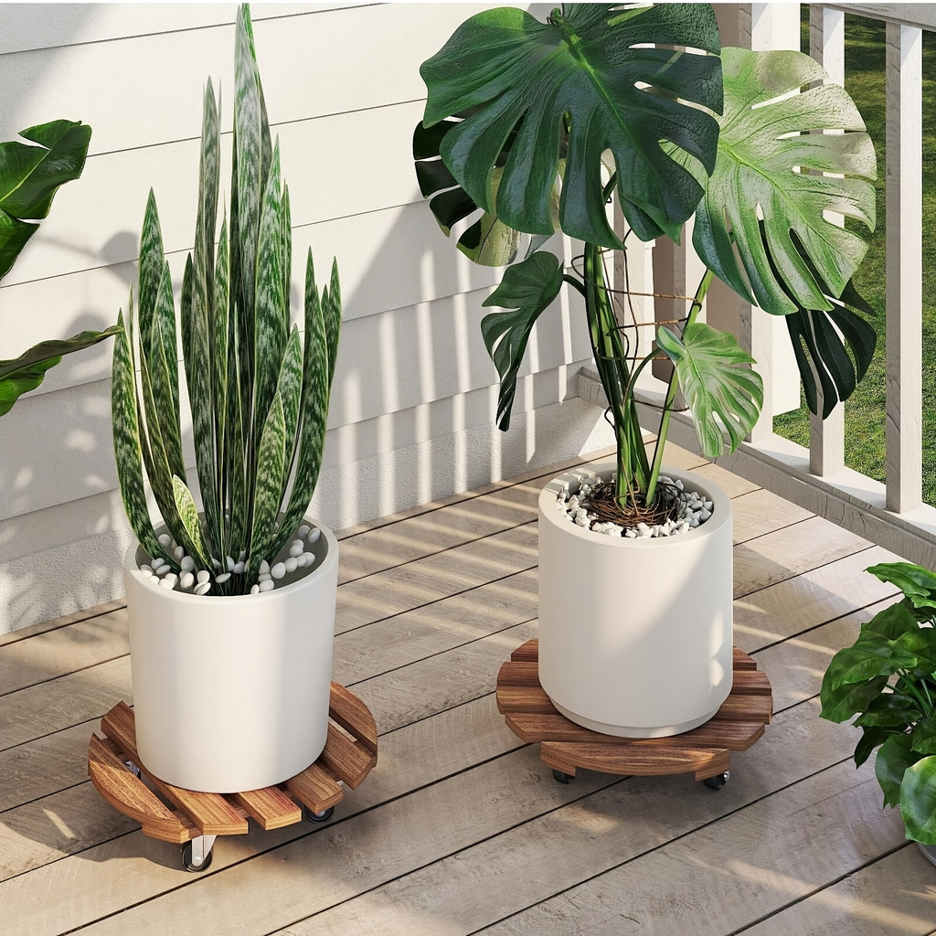 Plant Caddy with Wheels 2 Pack – 13.4" Heavy Duty Iron Pot Roller with Lockable Swivel Casters for Indoor & Outdoor Planters 