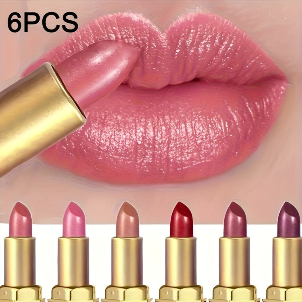 Lip Gloss Set 6pcs Velvet Finish Shiny Lip Color Collection, for Makeup, Travel and Everyday Vanity Use — image 1