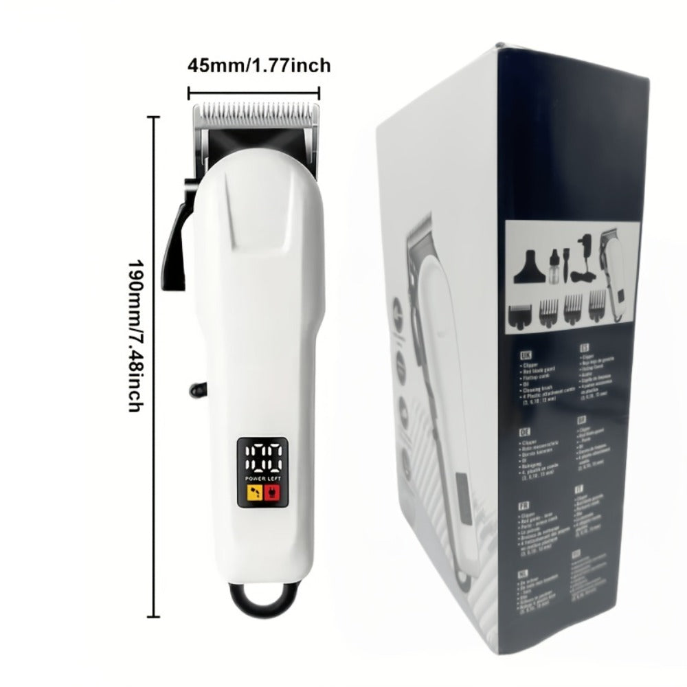 Hair Clipper Kit with Scissors for Home & Salon – Professional Stainless Steel Blade, Digital Display, USB Rechargeable Hair 