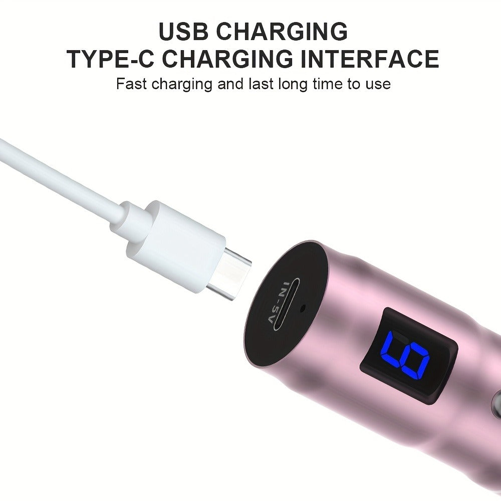 L6 Pink Microneedling Pen Kit with 10 Replacement Tips, Six Speed Levels and USB Charging Cable — image 9