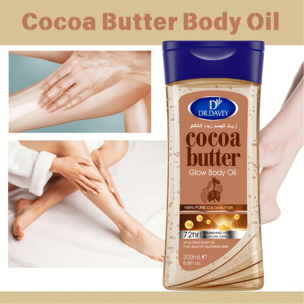 Cocoa Butter Body Oil, Two-Piece Set of 200ml Flip-Top Bottles with Coordinated Brown Labels — image 11