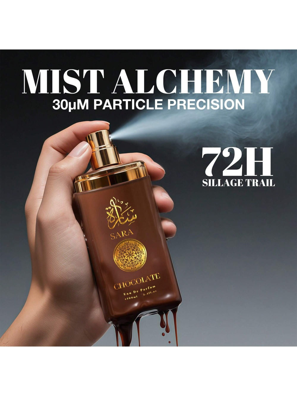 Sarah Chocolate Eau de Parfum Spray, 100 ml Brown Bottle with Cocoa, Vanilla and Amber Label Notes — image 6