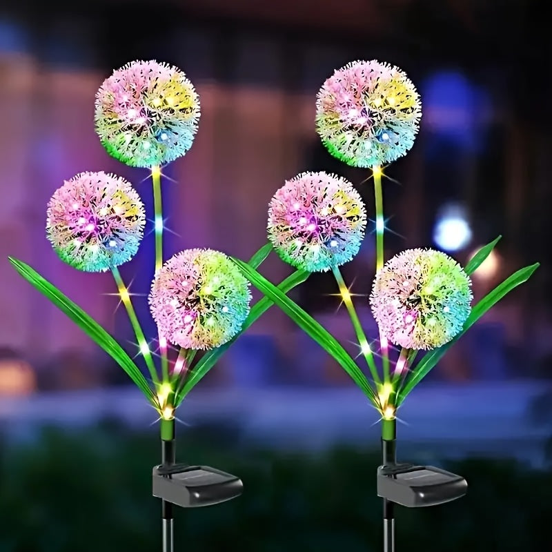 Three-Stem Solar Globe Garden Lights with Dandelion-Style Heads in Warm or Multicolor Options — image 2