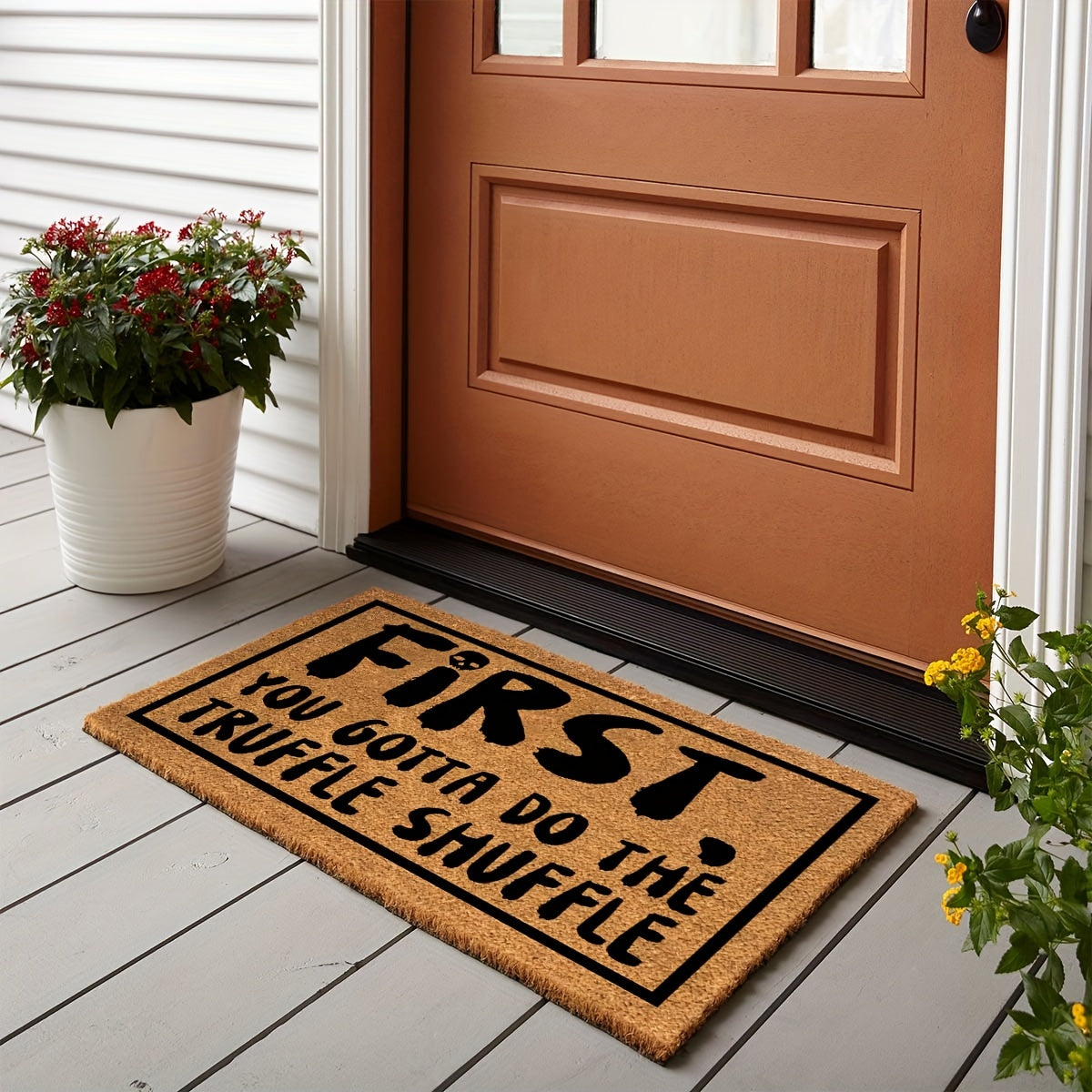 Coir Doormat Funny Truffle Shuffle Welcome Mat Natural Coconut Front Door Mat for Entryway Porch Outdoor Indoor 23.6x15.7 Inc