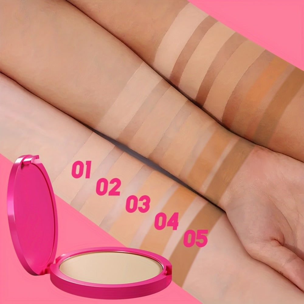 Pressed Powder Foundation 2 Pcs Set Waterproof Sweatproof Lightweight Buildable Coverage, for Makeup, Travel and Everyday Van