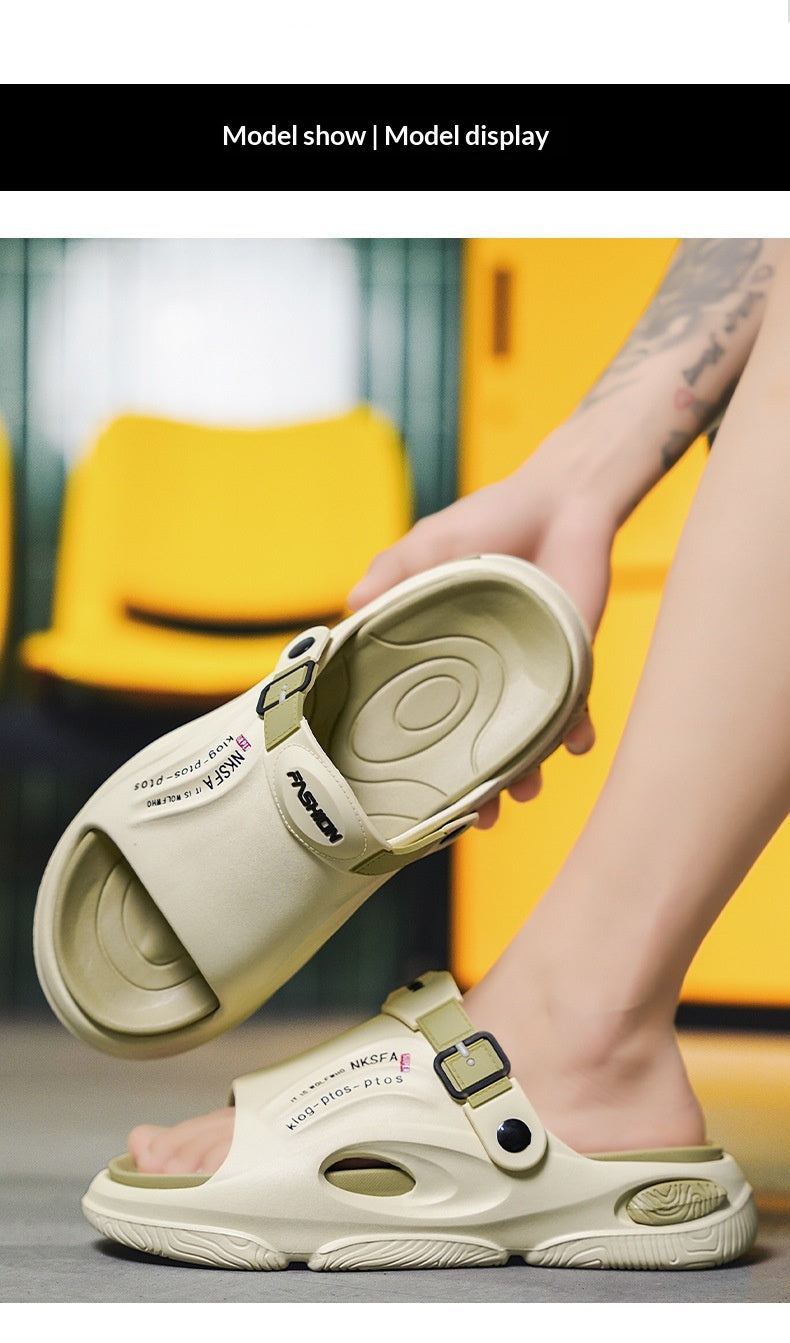 Mens Summer Outdoor Slippers With A Non-slip Step-on-poop Feel