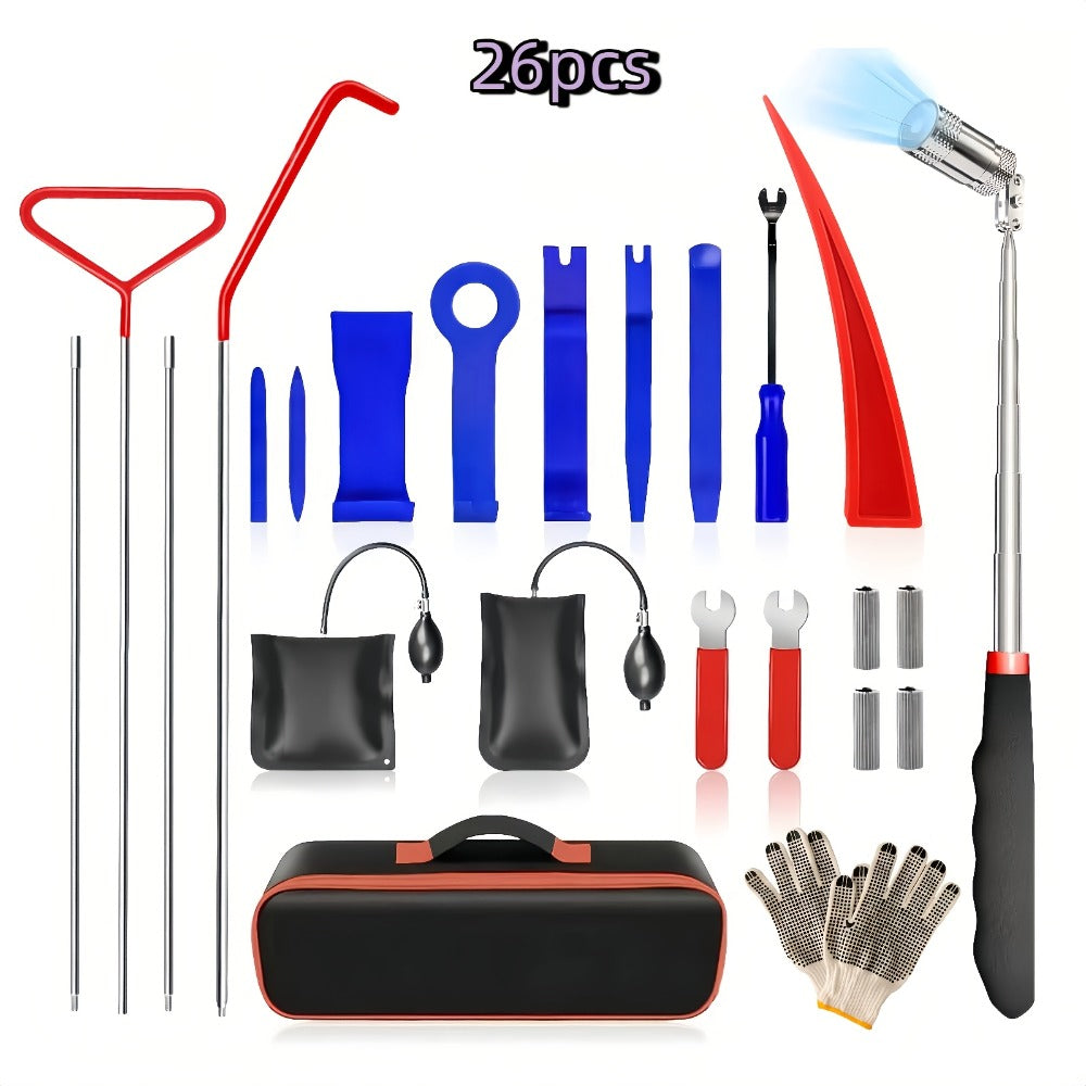 Air Wedge Pump Car Door Unlock Kit – Emergency Lockout Tool Set with Long Reach Grabber & Window Opening Gripper — image 1