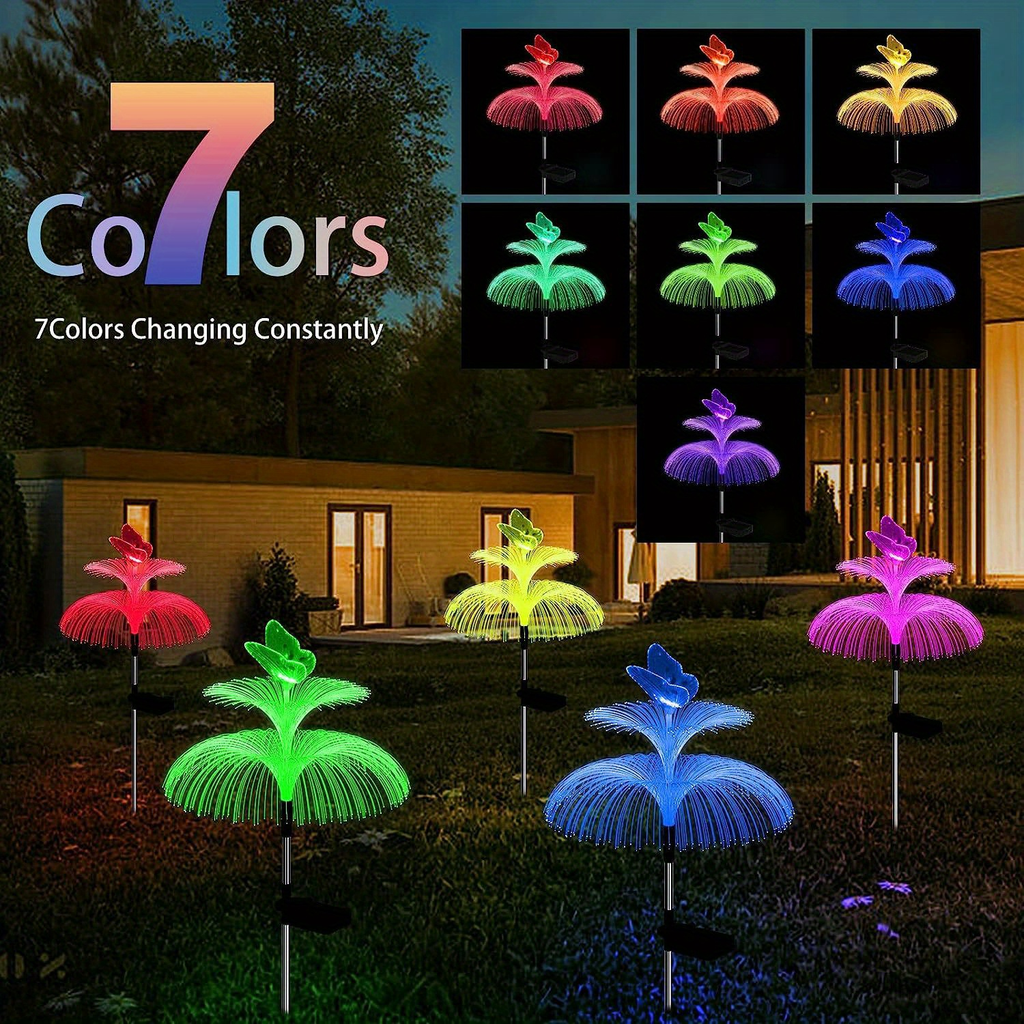 Solar Garden Lights Butterfly Jellyfish Stakes with Gradient Color Change in 2- or 4-Pack Sets — image 8