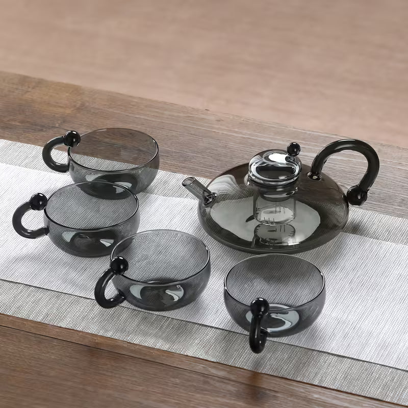 20.3 oz Heat-Resistant Glass Tea Set with 4 Cups