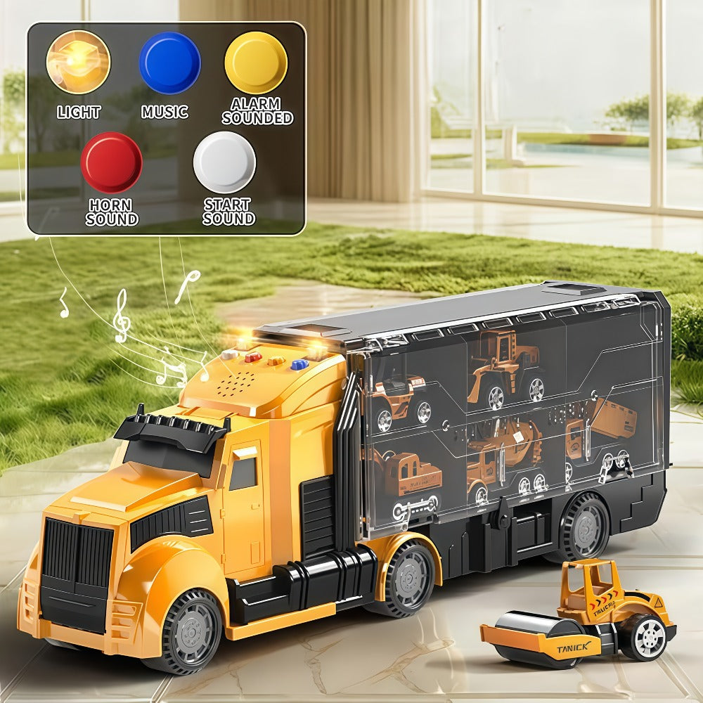 Vehicle Carrier Playset in Dinosaur Car or Construction Truck Style with Mini Vehicles and Storage — image 8
