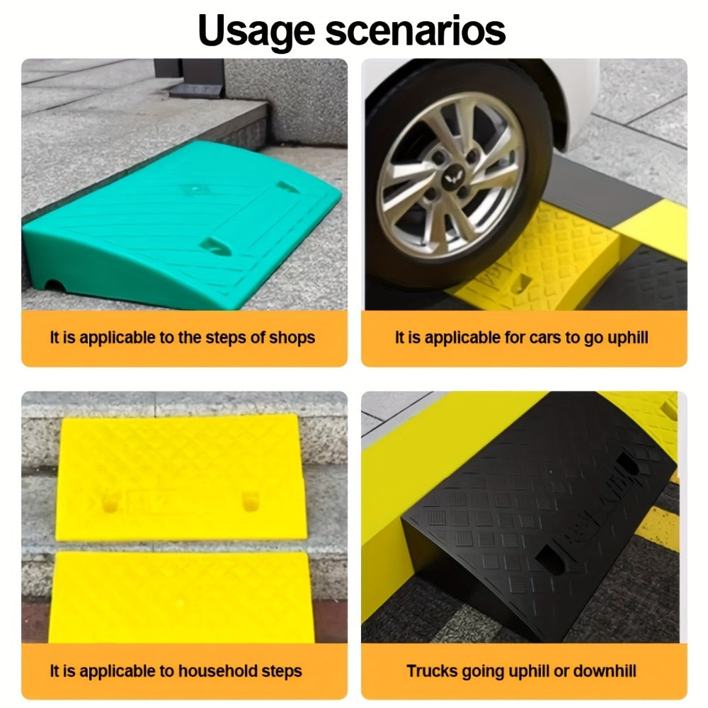 Curb Ramps 2-Pack Portable Heavy Duty Plastic Threshold Ramp Set for Low Clearance Cars Motorcycles Wheelchair – 19.68"L x 10