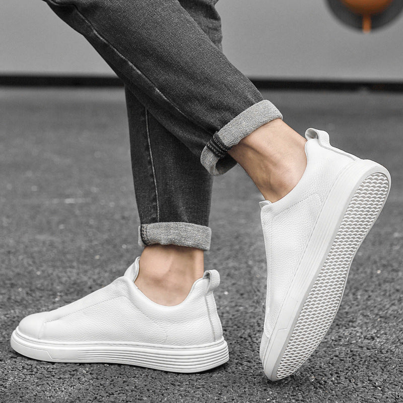 Men's Cowhide Leather Sports Board Shoes - Low-Top Skate Trainers