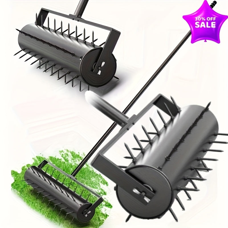 Lawn Aerator Manual 60" Long Handle with Large Tine Wheel, Metal Construction for Deep Soil Aeration — image 1