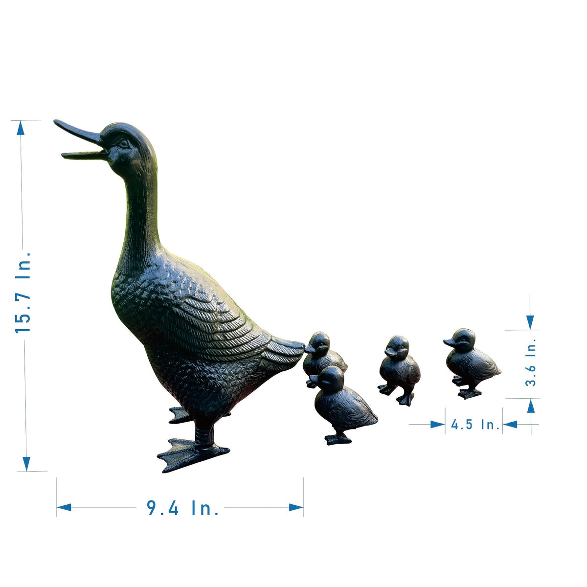 Garden Duck Statue Cast Iron Outdoor Lawn Ornament Rustic Farmhouse Metal Sculpture Mother Duck Ducklings Yard Decor Multiple