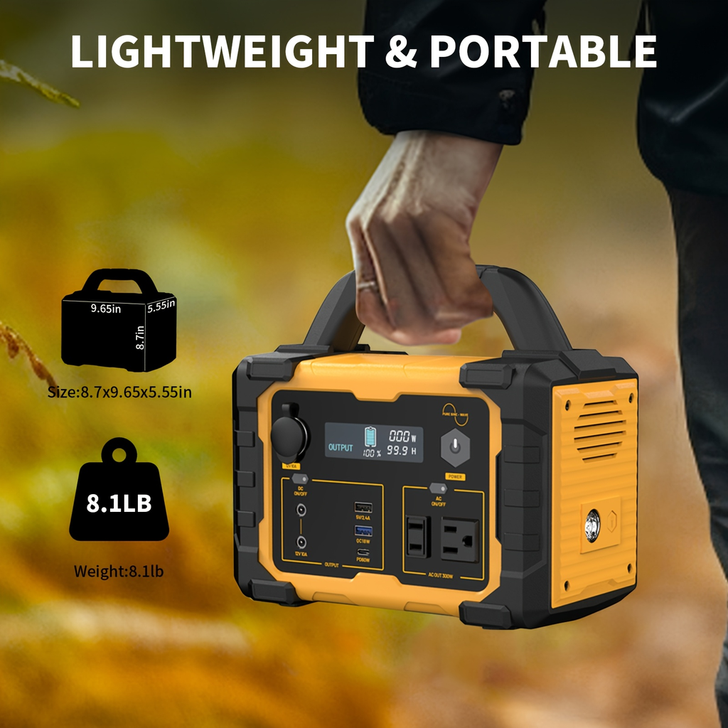 Portable Power Station 294Wh 300W with 600W Peak, Eight Outputs, AC, DC, USB-C and LED Light — image 8