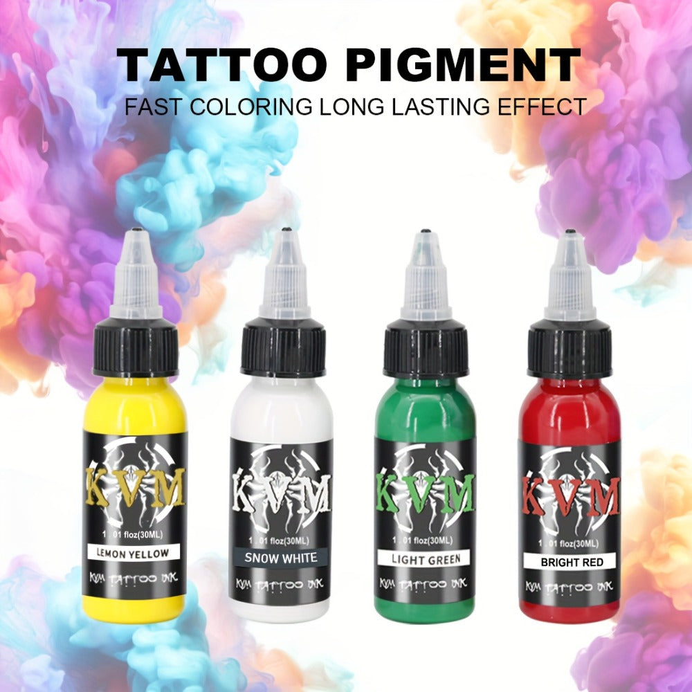 Tattoo Ink 7- or 14-Color Set with 1oz 30ml Bottles and Three Palette Configurations with Item-Specific Color, Capacity and B