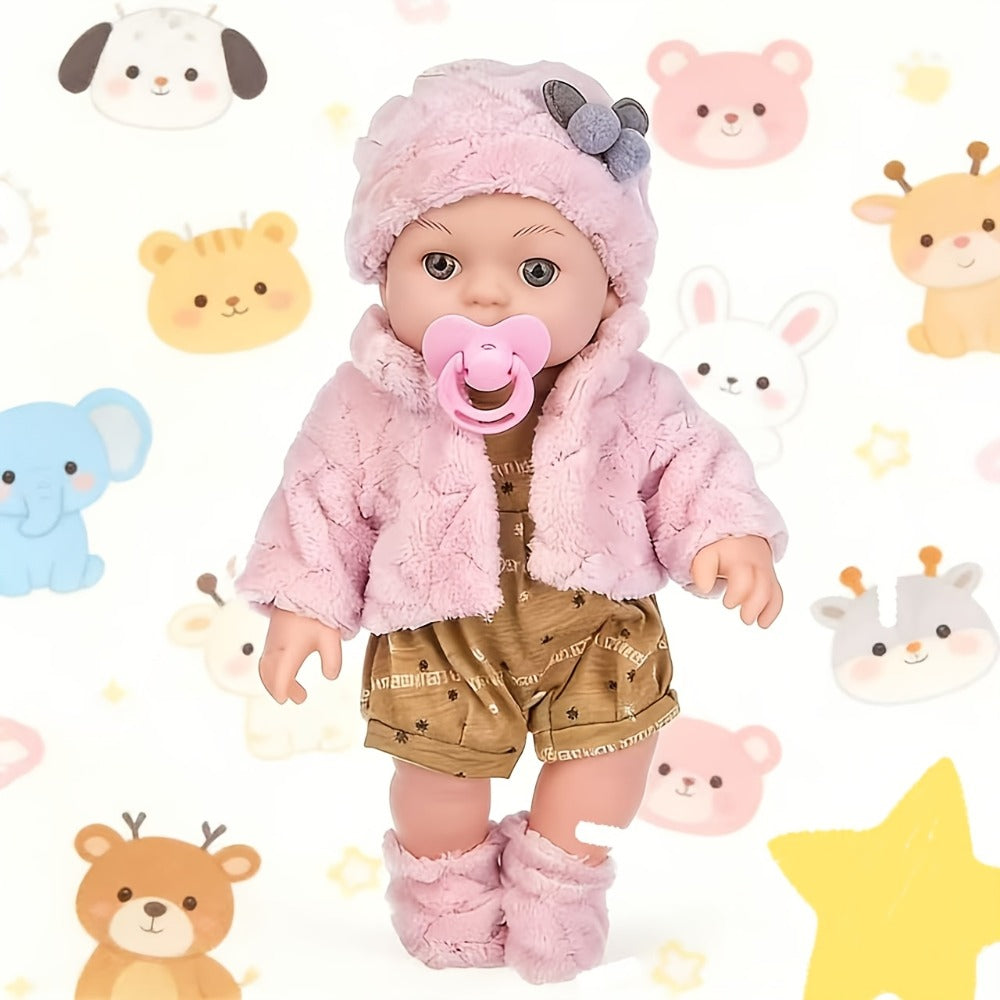 Reborn Doll, 12-Inch Mini Figure with Pink Hat, Socks, Clothing and Optional Pacifier Sets — image 5