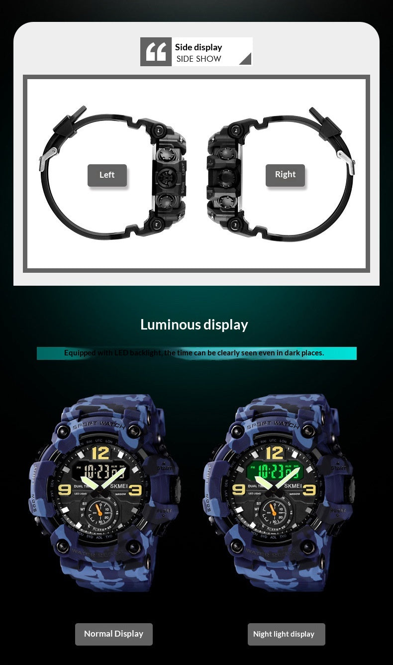 Outdoor Shockproof Plastic Men's Watch With Large Dial, Sports Digital Display, And Synchronized Electronic Watch