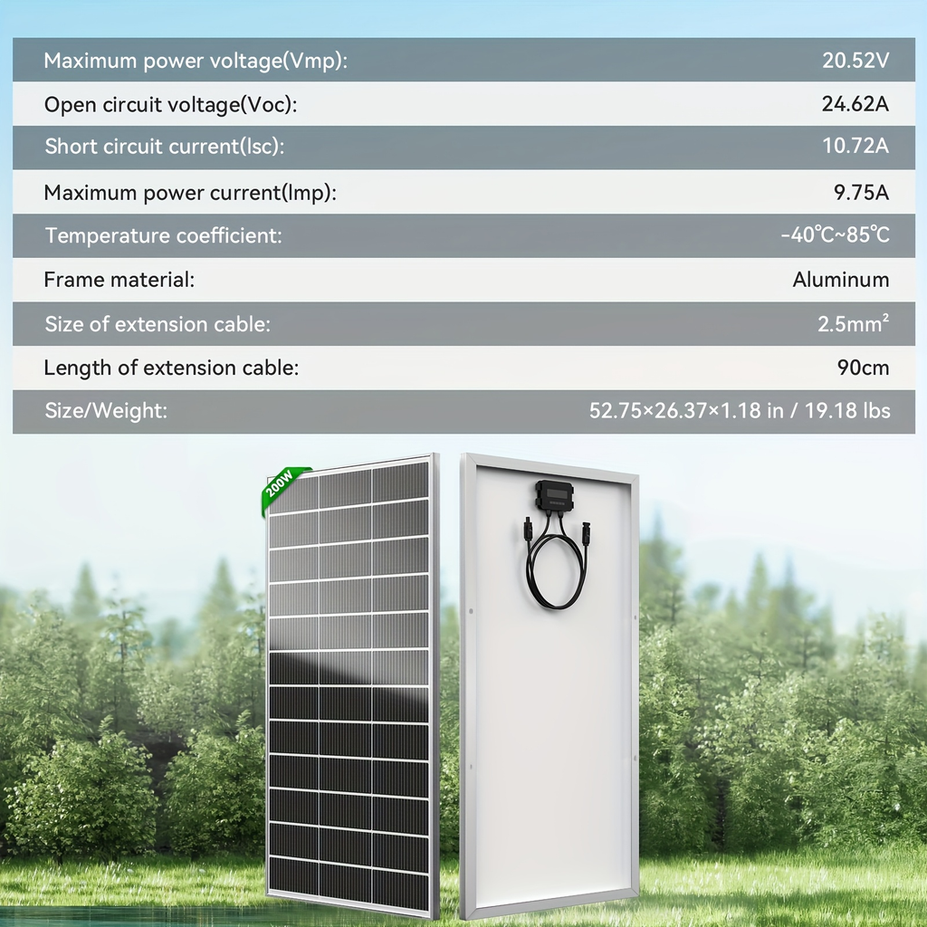 Two-Piece 400W Total Solar Panel Kit with 200W Modules, 148 x 67 cm Frames and PV Cables Pictured — image 15