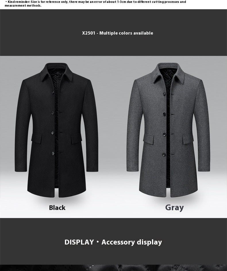 Lapel New Middle-aged Men Coat Woolen Coat