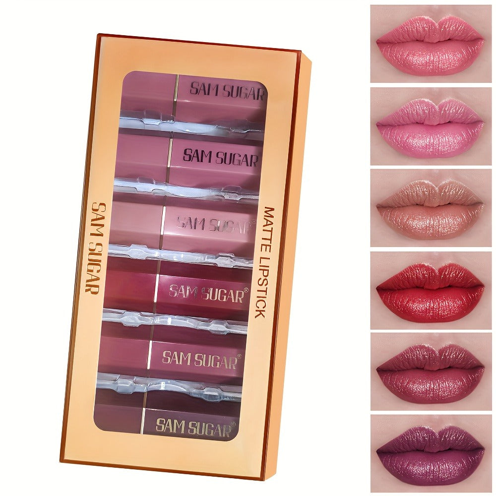 Lip Gloss Set 6pcs Velvet Finish Shiny Lip Color Collection, for Makeup, Travel and Everyday Vanity Use — image 9