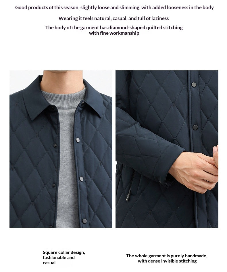 Mulberry Silk Thermal Casual Cotton-padded Jacket For Middle-aged And Elderly Men