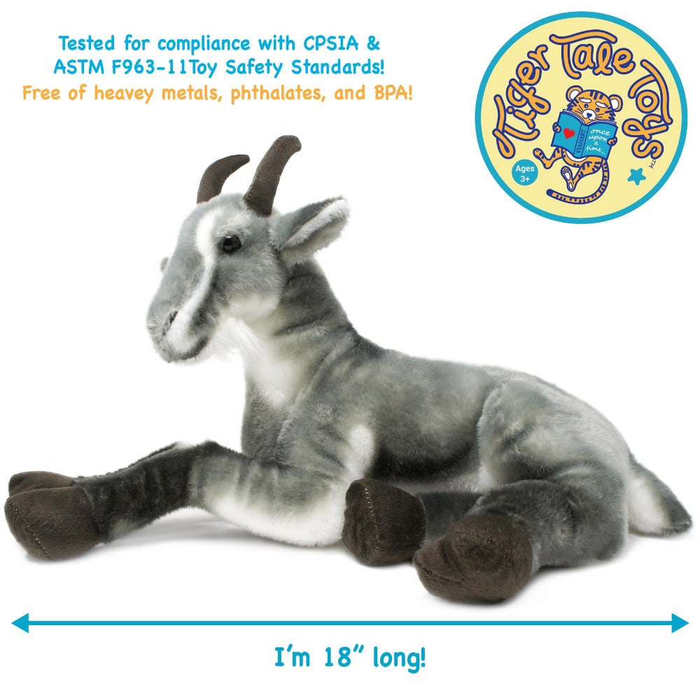 Stuffed Animal Patrick Pygmy Goat in 18-Inch Size with Acrylic Plush Fabric and Care for Character Display, Room Decor and Gi