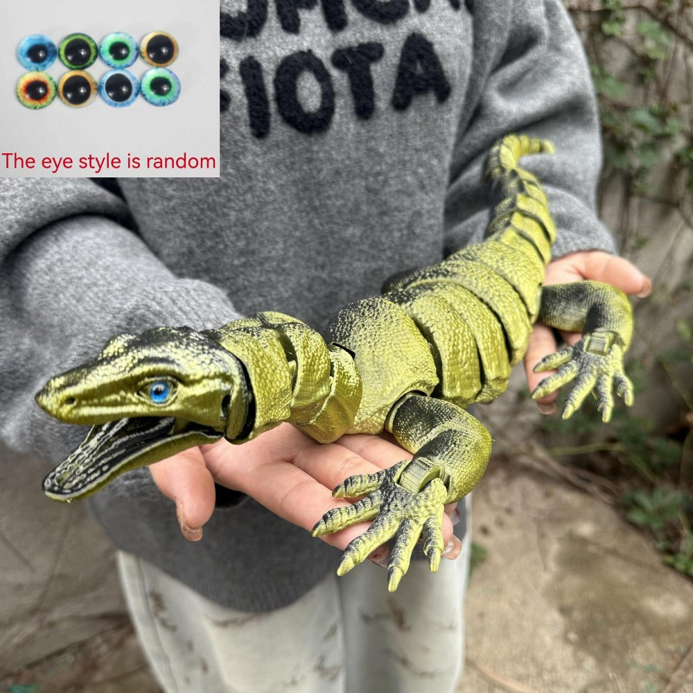 Giant Lizard Figurine 21 Inch 3D Printed – Realistic Reptile Animal Model Openable Mouth Easy 3-Part Assembly 7 Color Styles 