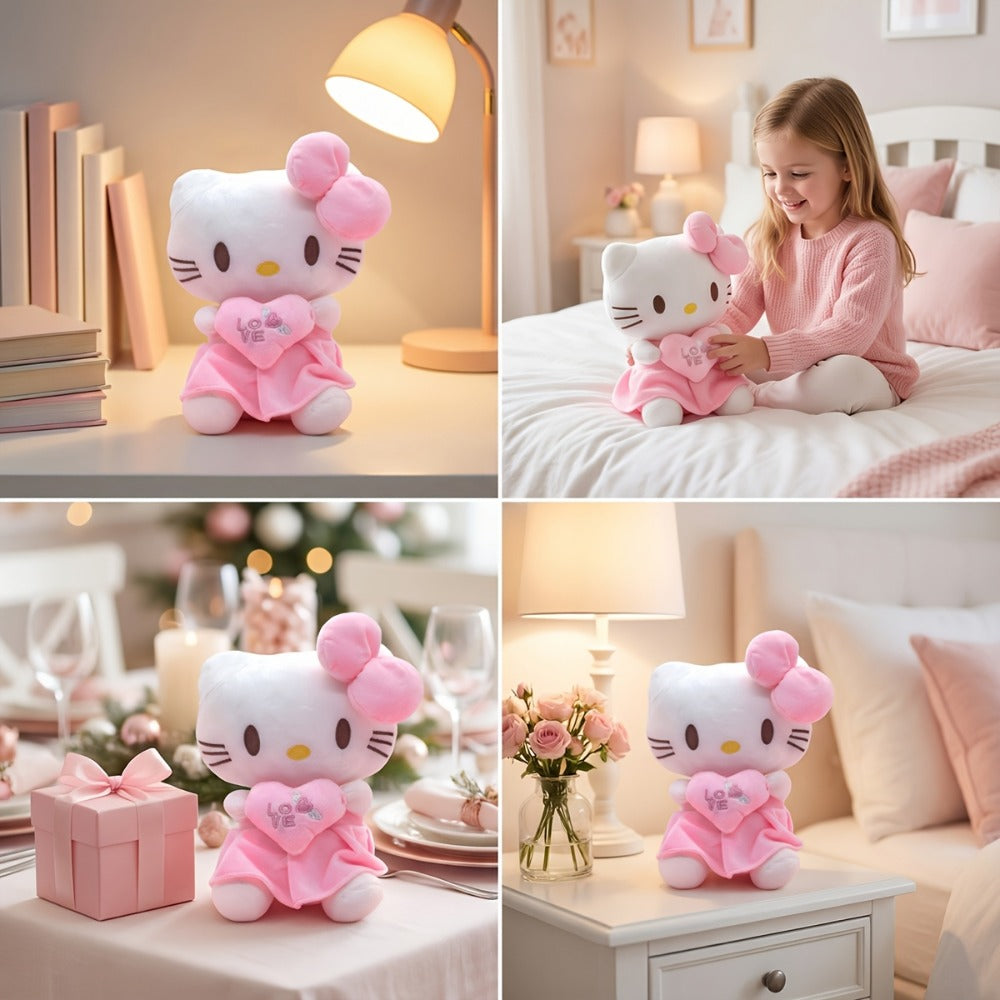 Hello Kitty Heart Plush Doll Kawaii Sanrio Stuffed Animal Cuddly Toy Gift with the Listed Color, Size or Set Options for Ever
