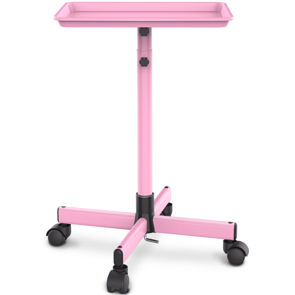 Rolling Salon Tray Cart on Wheels Adjustable Height 17.9x12.8 Inch Mobile Stylist Tray Table for Spa Tattoo Studio Blowdry Ba
