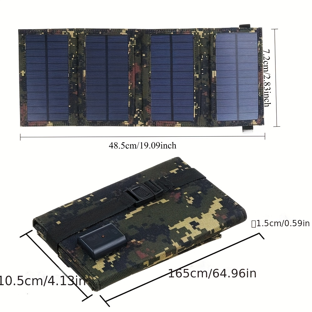 Foldable Solar Charger Portable Monocrystalline Silicon 20% Efficiency USB Output with Carabiner for an Everyday Personal Car