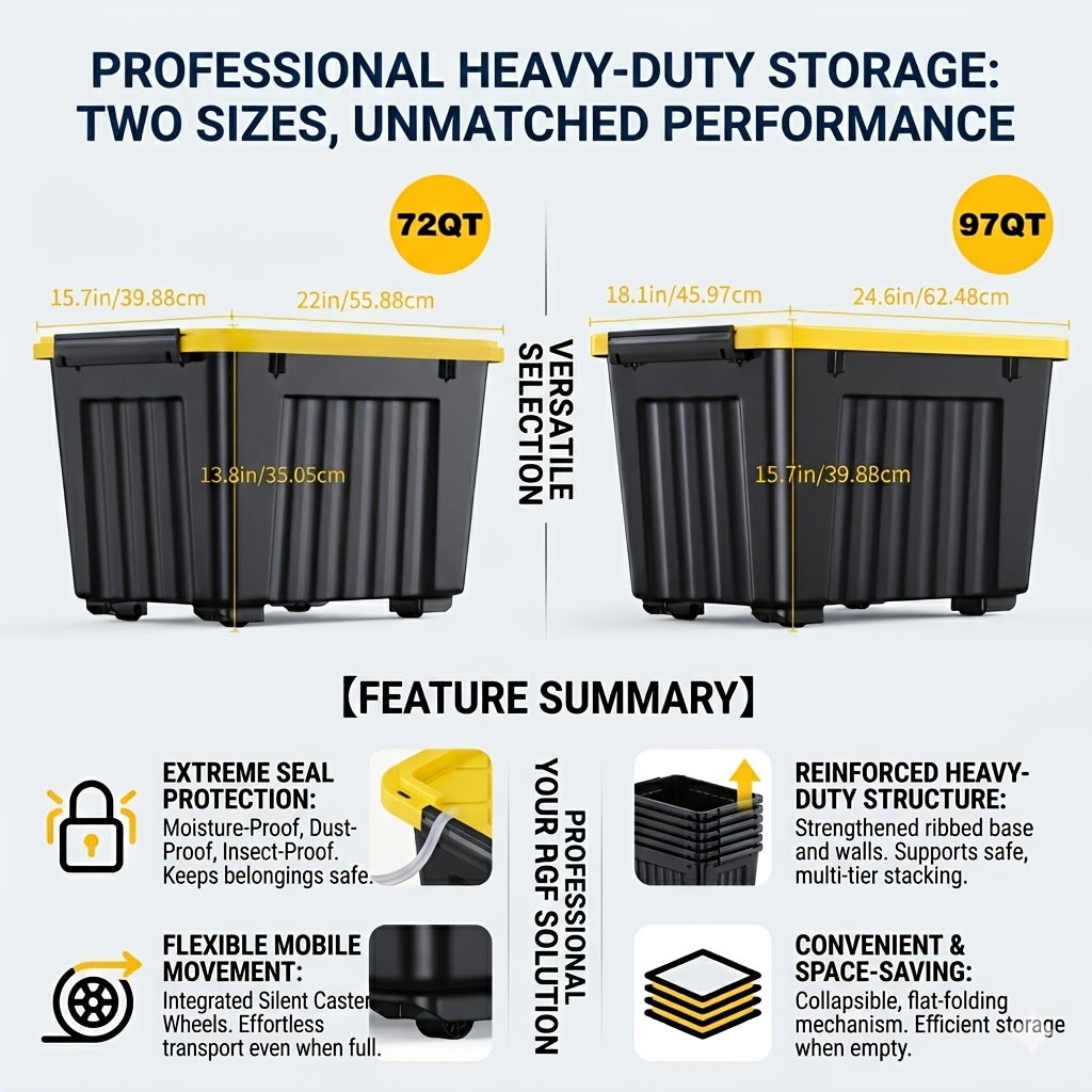 Stackable 72- and 97-Quart Storage Bin Sets with Lids, Wheels, Three Colors and 4- or 6-Pack Options — image 4