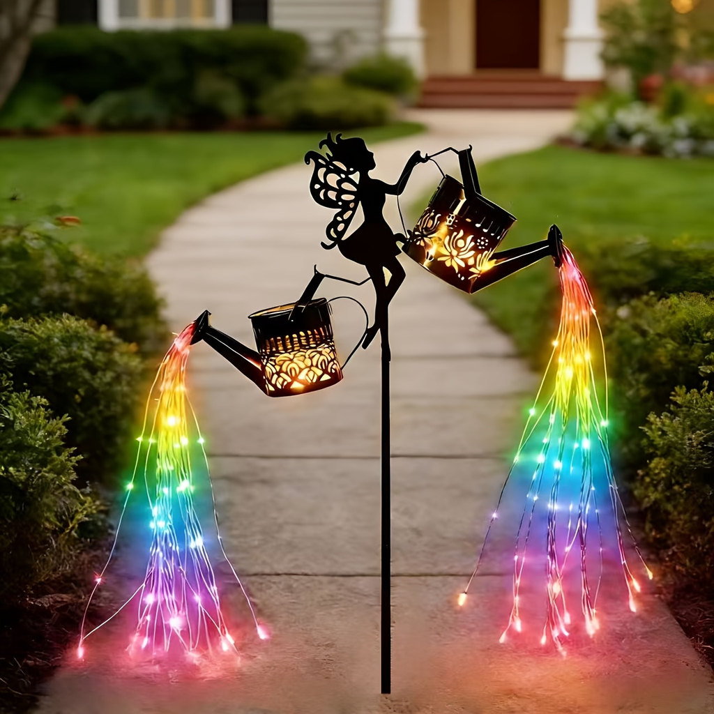 Solar Garden Lights Fairy Waterfall Statue with Multicolor String Lights and Ground-Stake Installation — image 6